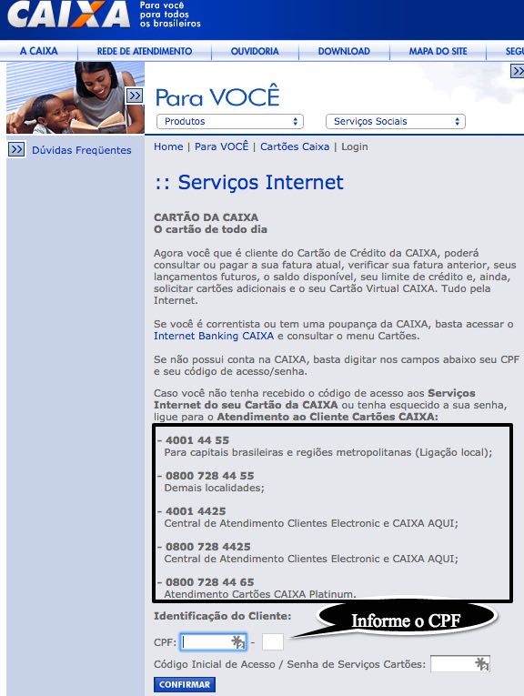 cartao credito caixa visa 2 via fatura