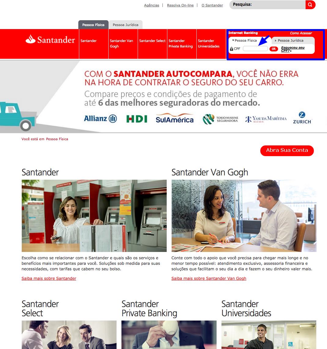 santander cartao de credito fatura 2 via